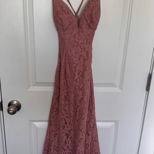 Azazie Lace Maxi Dress - Mauve